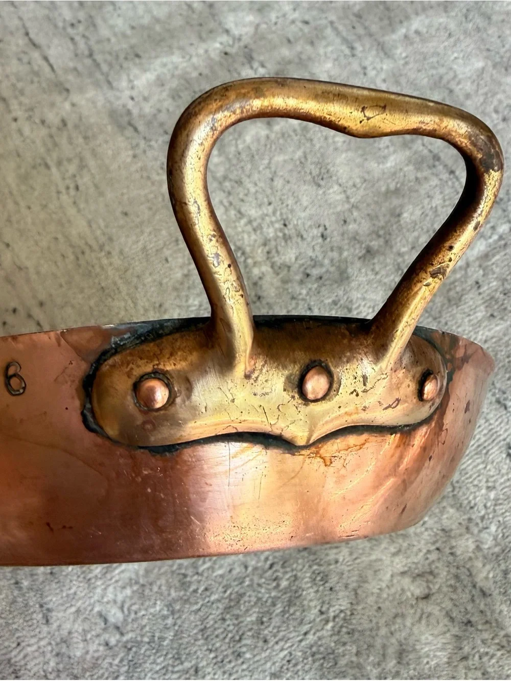 Antique French Copper With Tin Oval Roasting Pan Gratin Fish Baker 14”